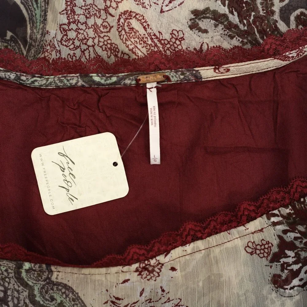 Free People Floral Printed Midi Skirt Multicolor Asymmetrical Beach L 287008